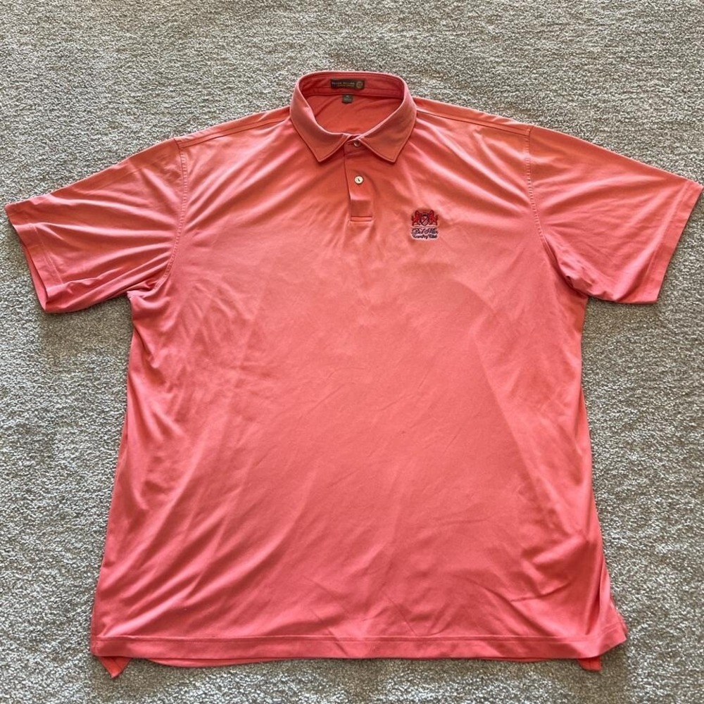 Peter Millar Summer Comfort Golf Polo XL Del Mar Country Club Papaya